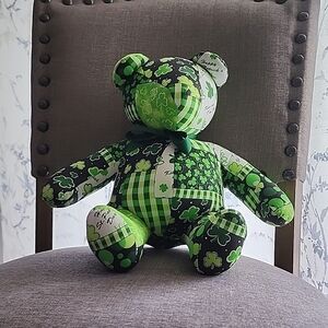 Handmade Irish fabric stuffed teddy bear